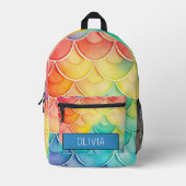 Waterverf Pastel Rainbow Schattige Monogram Bedrukte Rugzak (Voorkant)