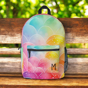 Waterverf Pastel Rainbow Schattige Monogram Bedrukte Rugzak