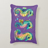 Waterverf Pastel Regenboogpaarden Accent Kussen (Achterkant (Verticaal))