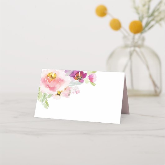 Waterverf Pastel Roze & Paarse Bloemen (Voorkant)