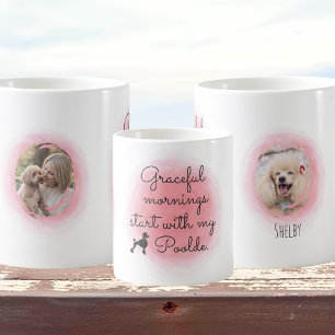 Waterverf Pastel Roze Poodle Aangepaste Foto & Naa Koffiemok