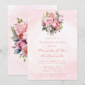 Waterverf Pastel Rozen Bruidsmeisjes Luncheon Kaart (Voorkant / Achterkant)