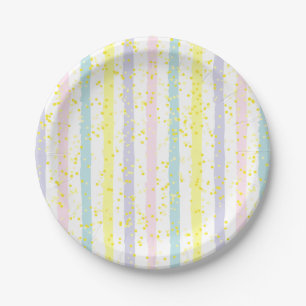 Waterverf Pastel Stripes en Stippen Papieren Bordje