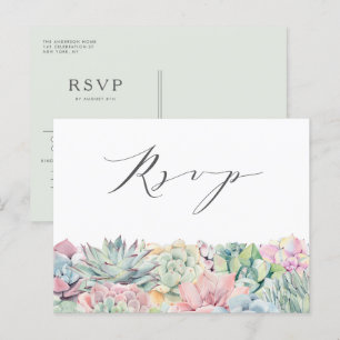 Waterverf Pastel Succulenten Garland Bruiloft RSVP Briefkaart