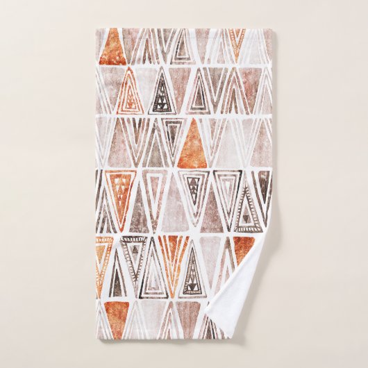 Waterverf Pastel Terracotta Tribal Triangles Bad Handdoek (Handdoek)