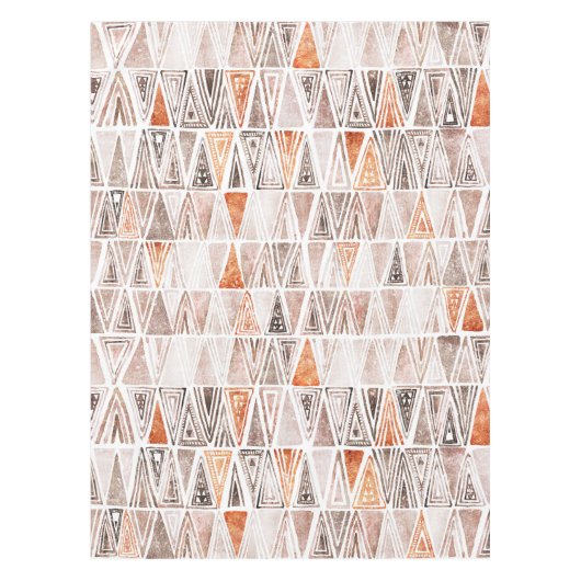 Waterverf Pastel Terracotta Tribal Triangles Tafelkleed (Voorkant)