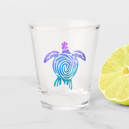 Waterverf Pastel Tie Dye Spiral Zee Turtle Shot Glas (Voorkant)