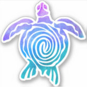 Waterverf Pastel Tie Dye Spiral Zee Turtle Sticker (Voorkant)