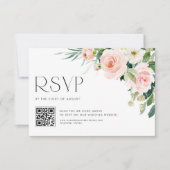 Waterverf Pastel Tuin Bloemen Huwelijk QR Code RSVP Kaartje (Voorkant)
