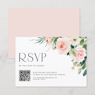 Waterverf Pastel Tuin Bloemen Huwelijk QR Code RSVP Kaartje