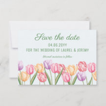 Waterverf Pastel Tulp Bloemen Lente Bruiloft