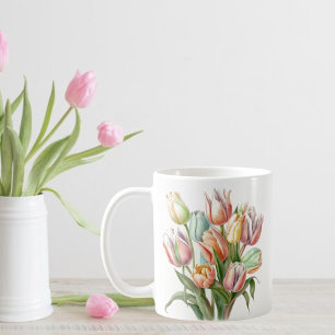Waterverf Pastel Tulp Boeket Mok