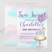 Waterverf pastel twee zoete meisjes 2e verjaardag kaart (Voorkant / Achterkant)