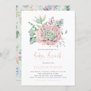 Waterverf pastel vetplanten Baby brunch Kaart