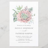 Waterverf pastel vetplanten bruiloft uitnodiging (Voorkant)