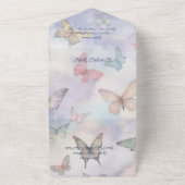 Waterverf Pastel Vlinders met QR Code All In One Uitnodiging (Buitenkant)
