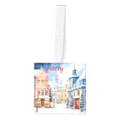 Waterverf Pastel Winter Christmas Cube Ornament (Voorkant)
