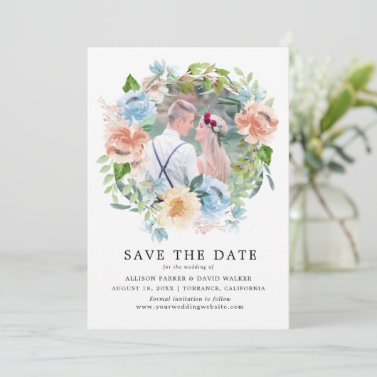 Waterverf Pasteltinten Tuinfoto Save the Date Kaar (Staand voorkant)