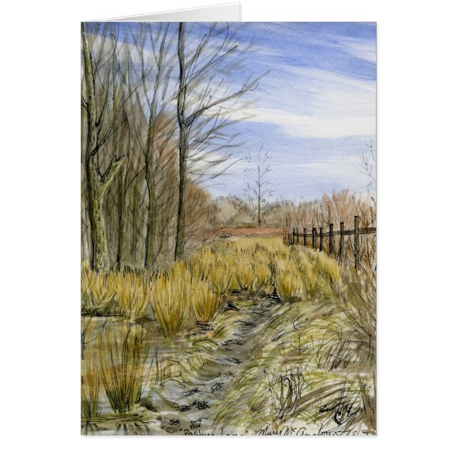 waterverf "Pasture Lane in Early March" (Voorkant)