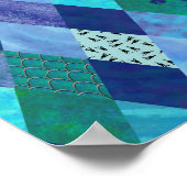 Waterverf Patchwork Dragon in Blue and Green Tape Poster (Hoek)