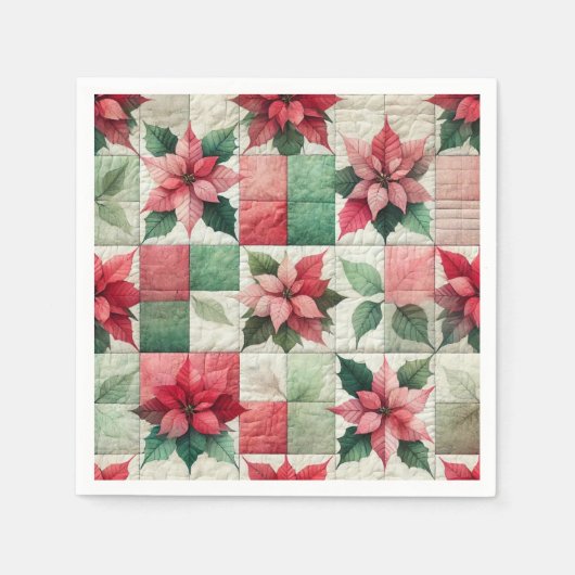 Waterverf Patchwork Poinsettia Decoupage servetten (Voorkant)