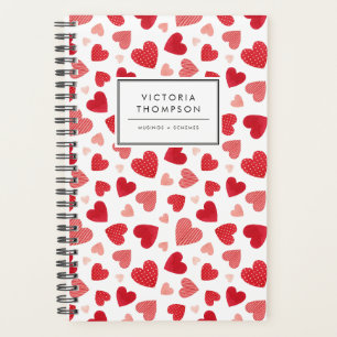 Waterverf Patchwork Rode Harten Patroon Planner