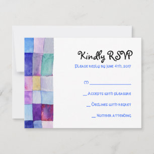 WATERVERF PATCHWORK TREE Bat Mitzvah Reply Card RSVP Kaartje