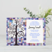 WATERVERF PATCHWORK TREE Bat Mitzvah Uitnodiging (Staand voorkant)