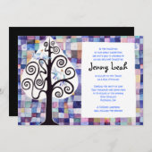 WATERVERF PATCHWORK TREE Bat Mitzvah Uitnodiging (Voorkant / Achterkant)