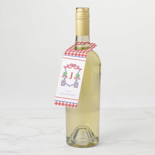 Waterverf Patriottische Amerikaanse vlag Topiary C Flessenhanger (Schuin)