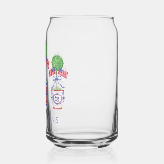 Waterverf Patriottische Amerikaanse vlag Topiary G Blikvorm Glas (Links)