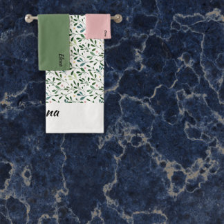 Waterverf patroon groene bladnaam bad handdoek