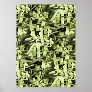 Waterverf Patroon in groen Abstract hedendaags Poster