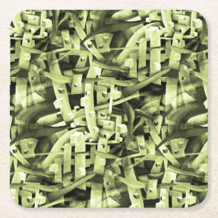 Waterverf Patroon in groen Abstract hedendaags Vierkante Kartonnen Onderzetter