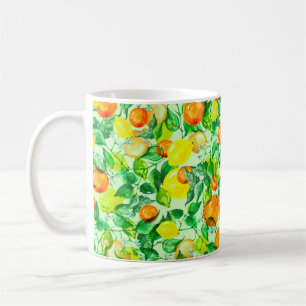 waterverf patroon - Lemon tak met fl Koffiemok