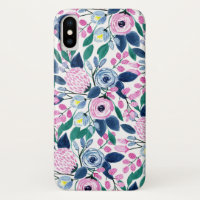 Waterverf patroon van de zoete roze Navy Flowers