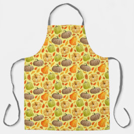 Waterverf patroonpompoenen herfstbladeren schort