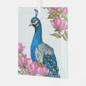 Waterverf pauw glas ornament (Voorkant links)