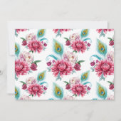 Waterverf Pauw & Rode Bloemen - Save the Date (Achterkant)