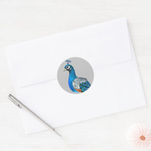 Waterverf pauw ronde sticker