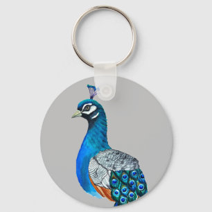 Waterverf pauw sleutelhanger