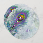 Waterverf  Pauw Wedding Menu Kaart (Voorkant / Achterkant)