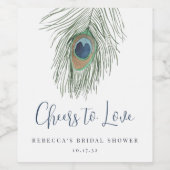 Waterverf Pauwveer Bruiloftsgeschenk Wijn Etiket (Enkel label)