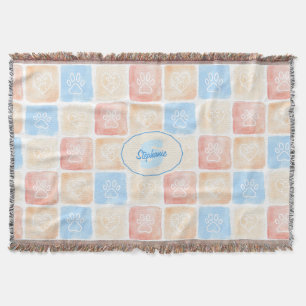 Waterverf Paw Prints & Harten in Dozen Deken