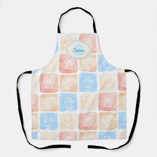 Waterverf Paw Prints & Harten in Dozen Schort