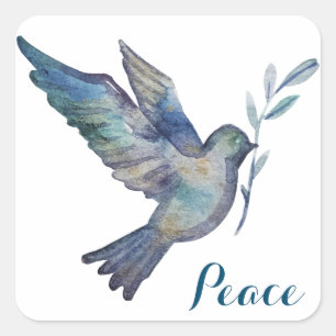 Waterverf Peace Dove Vierkante Sticker