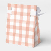Waterverf Peach en White Gingham Crest Bedankdoosjes (Achterkant)