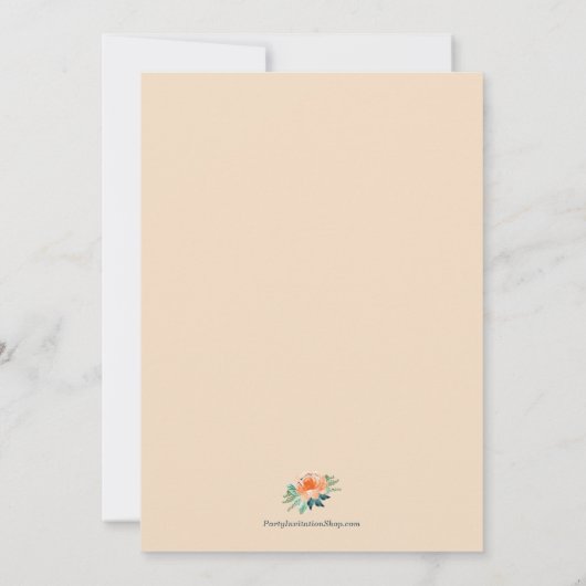 Waterverf Peach Floral 50th Birthday Invitations (Achterkant)