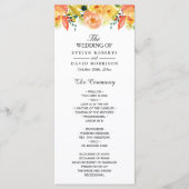 Waterverf Peach Floral Chic Fall Wedding Programme Programma (Voorkant)