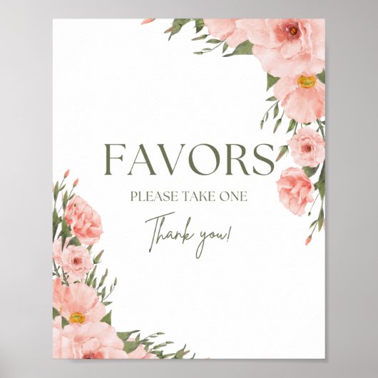 Waterverf Peach Floral Favors Poster (Voorkant)